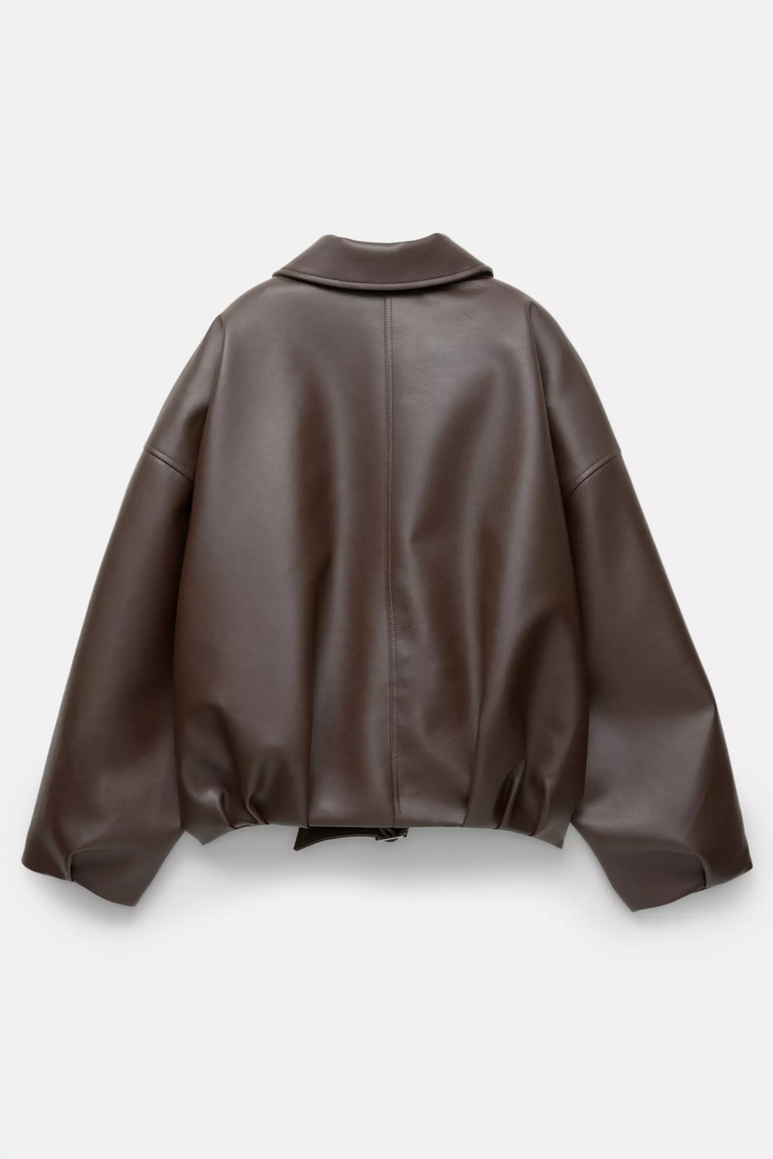 Faux leather bomber jacket - Marron