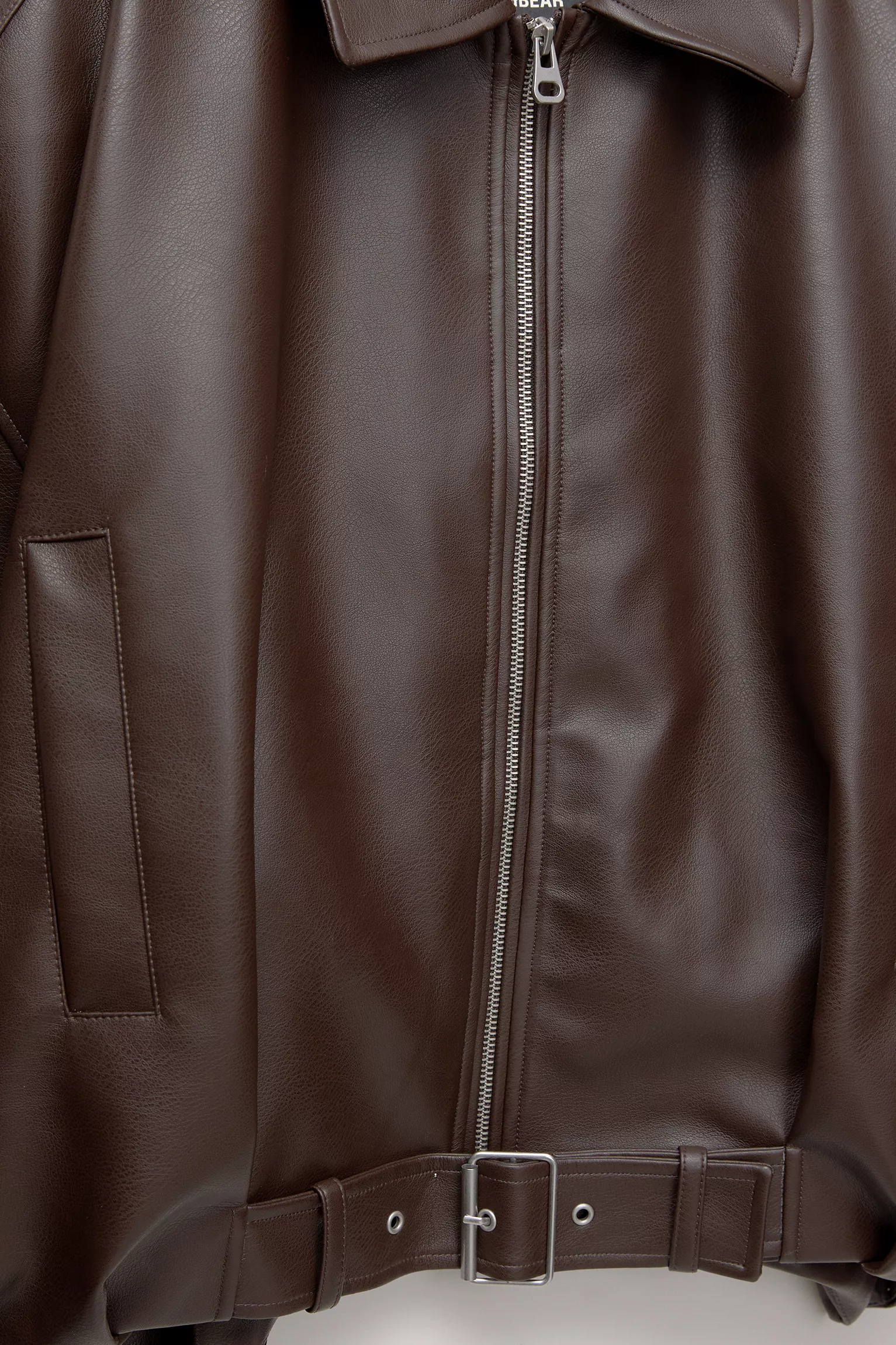 Faux leather bomber jacket - Marron