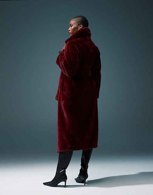 TESSA FUR COAT - BURGUNDY