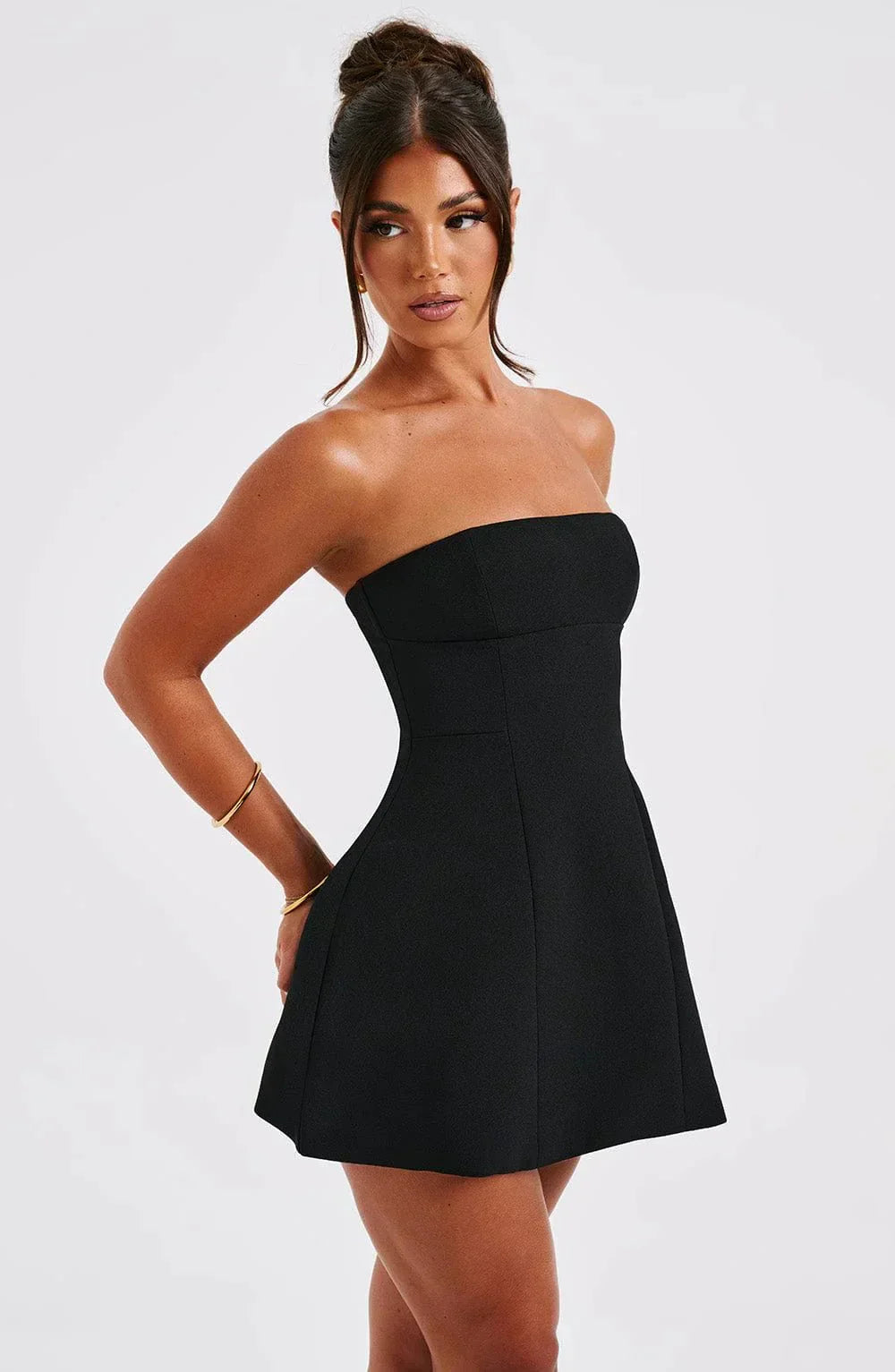 ASHIA STRAPLESS MINI DRESS - BLACK