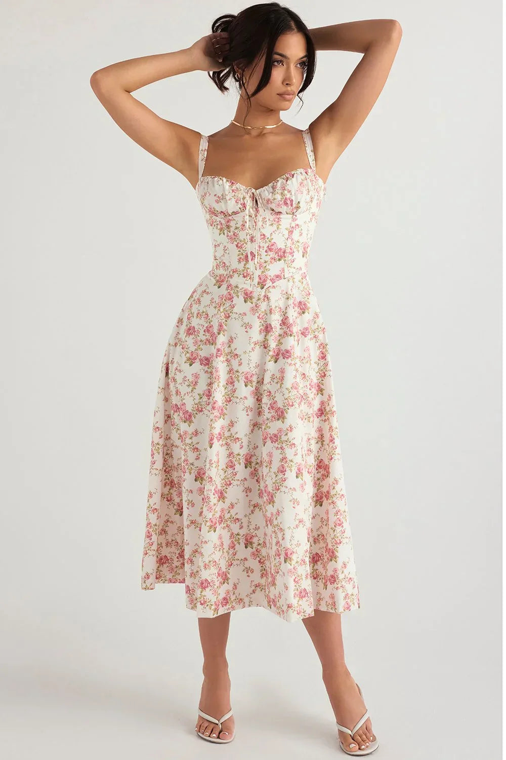 SUNHEART SUNSET LACE UP DRESS - FLORAL