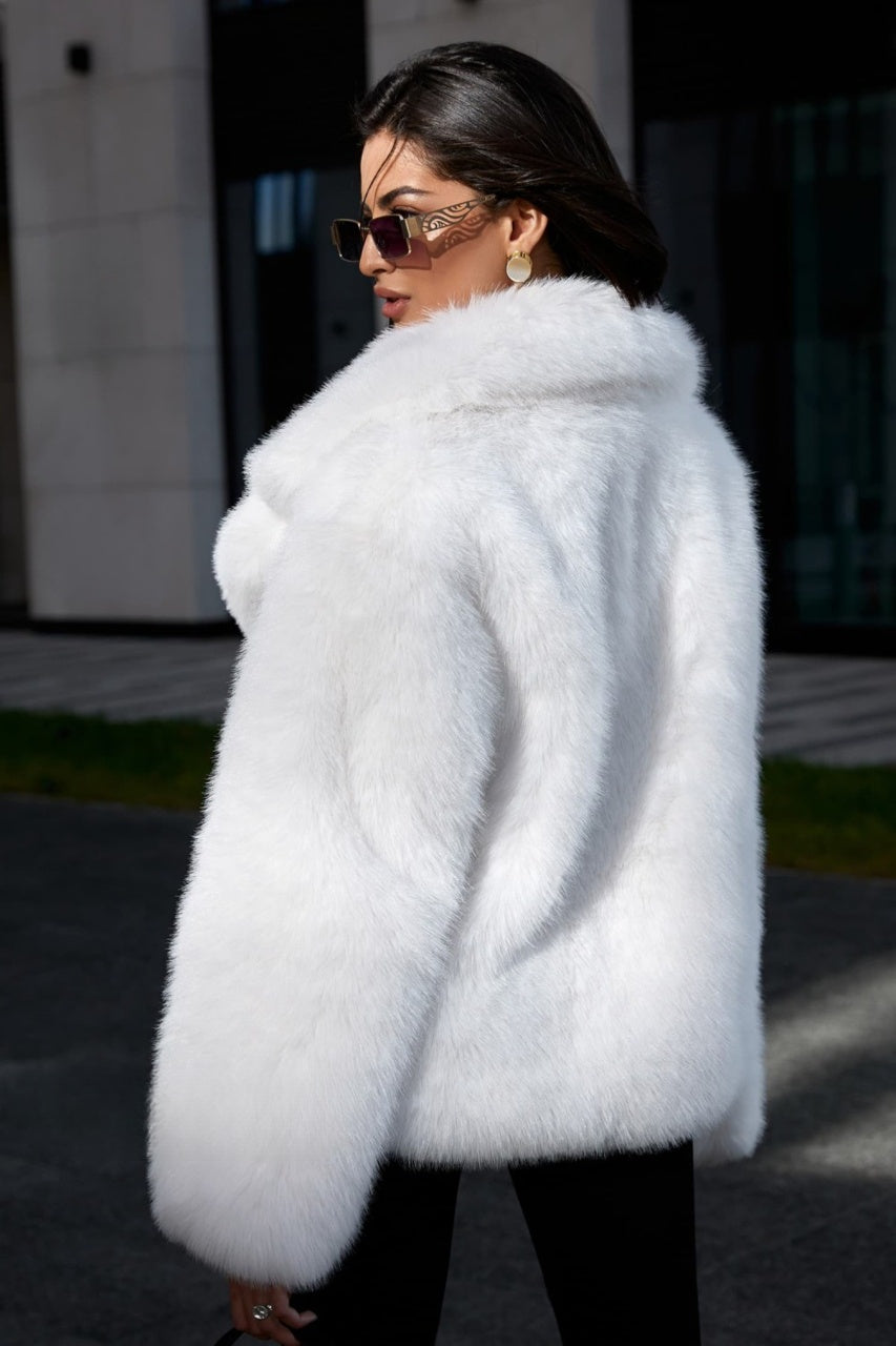 LYLA FAUX FUR COAT - WHITE