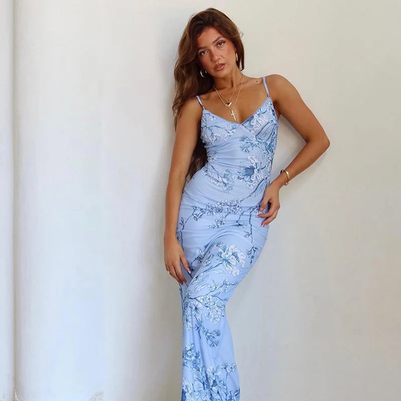 LUNAIRE ELEGANCE MAXI DRESS - BLUE