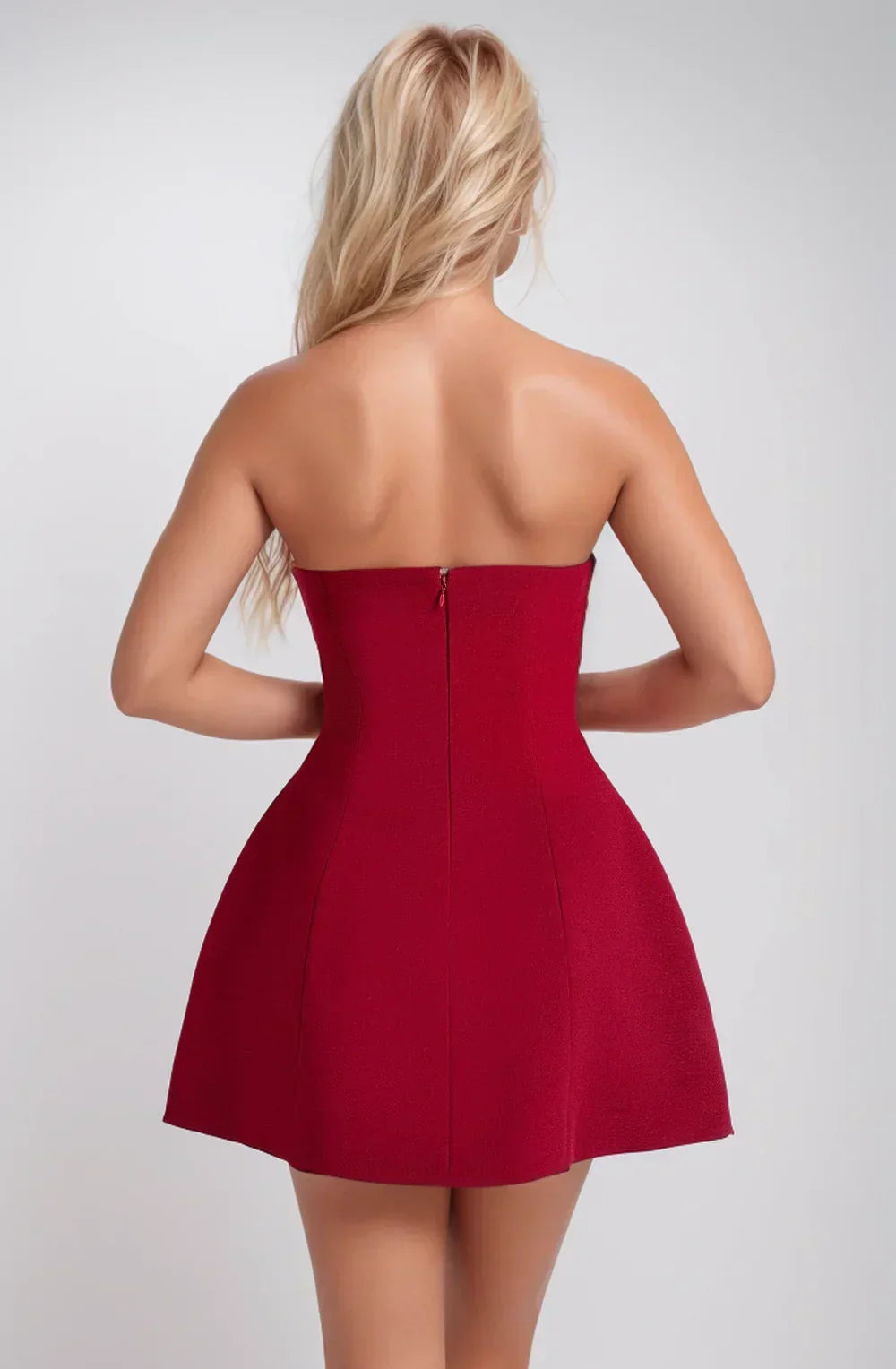 ASHIA STRAPLESS MINI DRESS - WINE