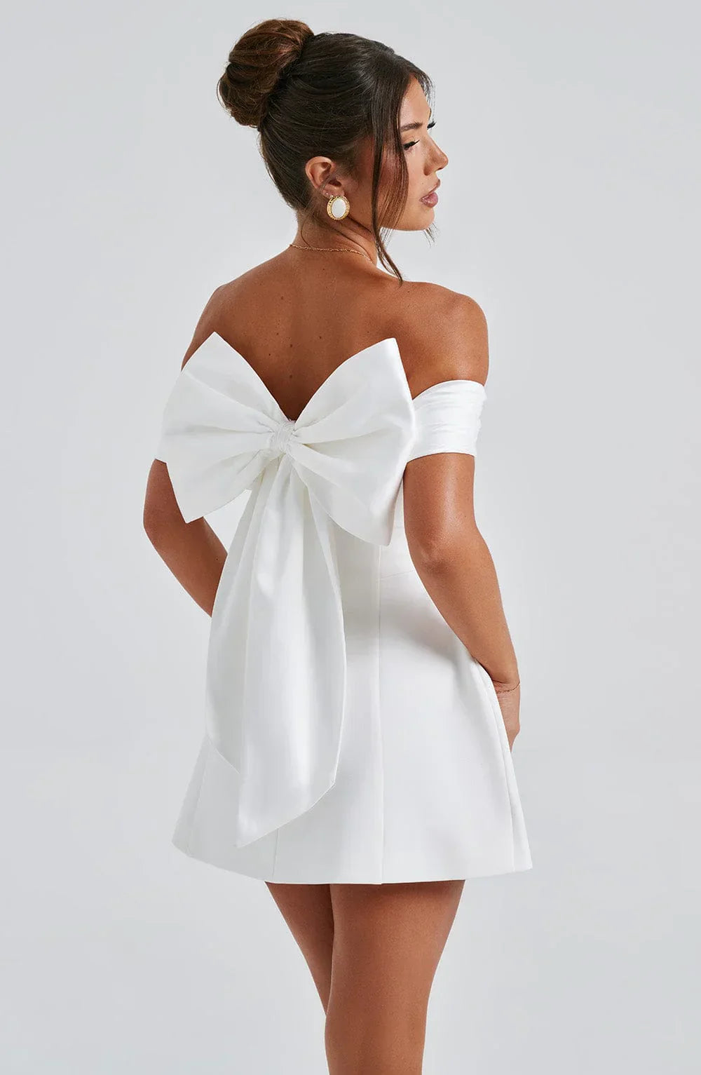 Noir Bloom Mini Dress - Ivory