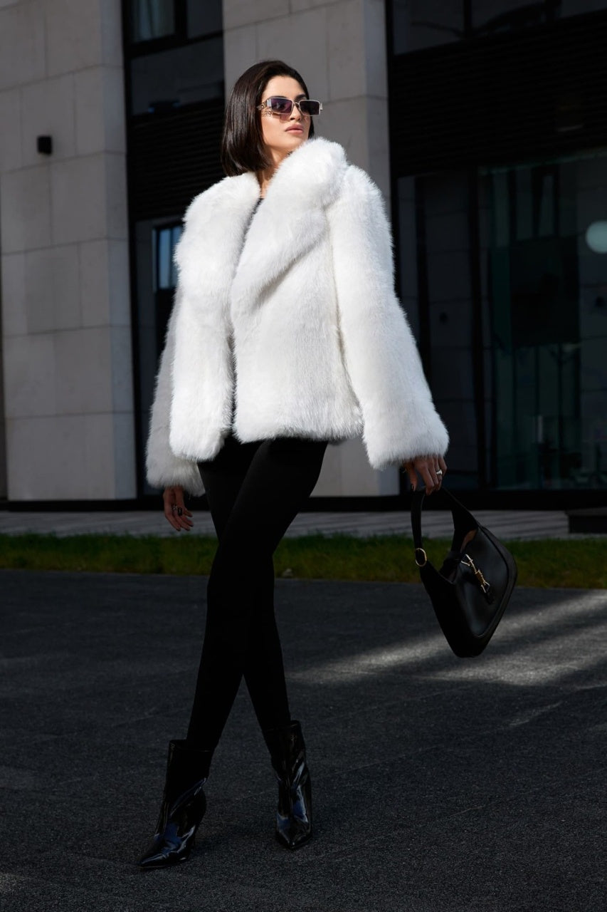 LYLA FAUX FUR COAT - WHITE